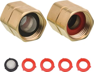 3/4 Inch Garden Hose Adapter 2-Pack Female to Female Heavy Duty Brass Connect - Picture 1 of 1