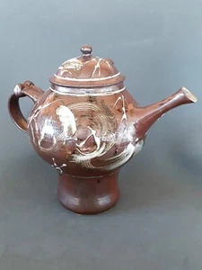 Vintage art Pottery stoneware brown teapot 10 inches - Picture 1 of 12