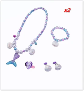 Mermaid Necklace Bracelet Set Mermaid Jewelry Kit Included - 2 Pack NEW - Picture 1 of 5