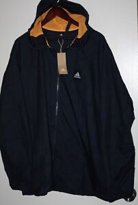 adidas Men's Soft Shell Jacket Hoody Water Repellent Navy Yellow Size XL