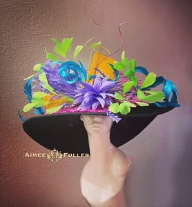 Aimee Fuller Kentucky Derby Hat Hot Pink Black Purple Green Orange Ascot Del Mar - Picture 1 of 24