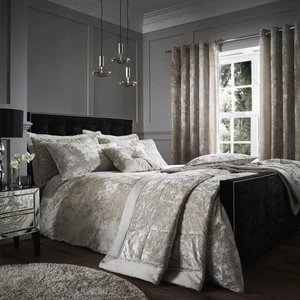 Catherine Lansfield Crushed Velvet Duvet Covers Natural Luxury Quilt Bedding Set