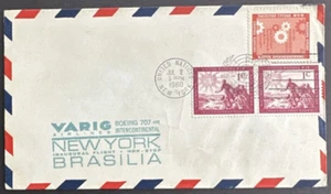 United Nations UN 1960 Cover 1st Flight Varig Airline New York Brazil Boeing 707 - Picture 1 of 2