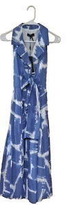 Donna Karan Painted Tie Wrap Waist Midi Button Shirt Dress Sz 8 NWT - Picture 1 of 3