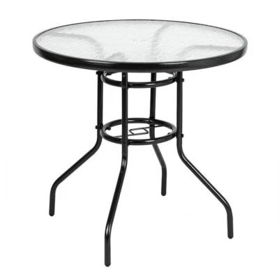 31.5"Dark Chocolate Round Cast Outdoor Dining Table Garden Patio Furniture - Image 1 of 4