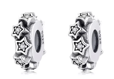 Coppia distanziatori stelle per bracciale p andora, nessun brand, argento s925 - Immagine 1 di 2