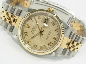 ROLEX Datejust SS xYG combination ivory pyramid Roman 16233 W series Mens16233 - Picture 1 of 18