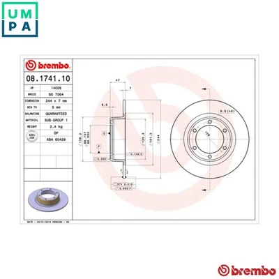2x BRAKE DISC 08.1741.10 FOR CITROEN A06/664M28/1/1M28A06/635 0.6L 2cyl MEHARI - Image 1 of 4