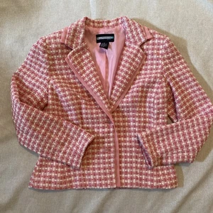 Requirements Petite 8 Tweed Blazer Floral Button Barbiecore - Picture 1 of 8