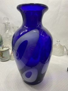Vintage Cobalt Blue Cased Glass Vase - Picture 1 of 13