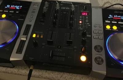 Pioneer DJ CDJ-200 Pair and DJM-400 Set of 3 with Power Cable Tested Working - Image 1 of 4