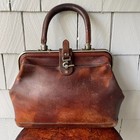 Antique Barn Find Good Patina Brown Cowhide Brief Bag Doctors Bag Satchel
