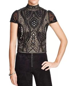 Top con cuentas cuello alto Alice and Olivia Viktoria - Imagen 1 de 13