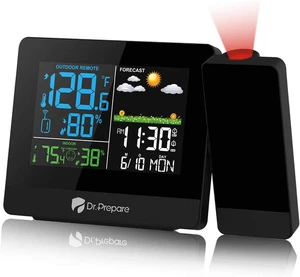 Reloj Proyector Digital Techo Temperatura Interior Exterior Alarmas Luz Colores - Picture 1 of 12