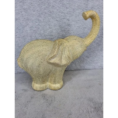 Gold Elephant Figurine Home Decor Statue Trunk Up Sparkly Textured 8" Tall - Image 1 of 4