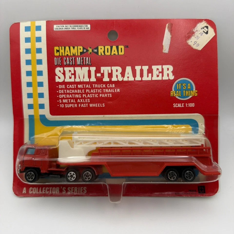 Champ of the Road Semi Trailer Diecast Metal 1:100 Aerial Ladder Fire Truck NIB - Image 1 of 4