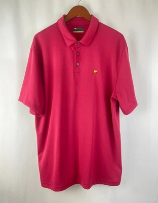 EUC Jack Nicklaus Perry Ellis Men's XL Red Pink Polo Golf Shirt Preppy Gold Bear - Image 1 of 4