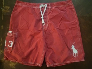 Vintage Polo Ralph Lauren Short Herren 34 Rot Big Pony R3 Kordelzug Trunks Retro - Bild 1 von 9