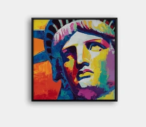 🗽 Liberty Head Pop Art | Peter Max "Framed" 🎨 | Signed Giclée | 24x24 COA V64 - Picture 1 of 8