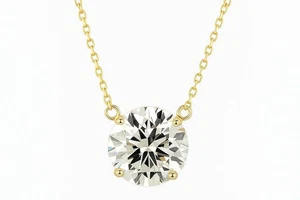 2.00ct Round cut Lab Grown Diamond Pendant 14kt Yellow Gold IGI Certification - Picture 1 of 2