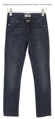 Pantalones de mezclilla ACNE hexagonales/sobre para mujer W26 azul oscuro bigotes descoloridos calce recto Foto 1 de 4