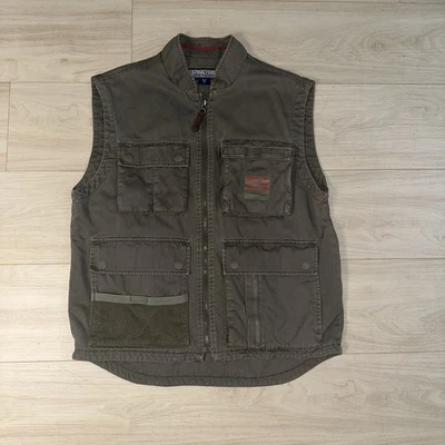Structure USA Mens Vest Size M Utility Hunting Fishing Military Green Vented VTG - Image 1 of 4