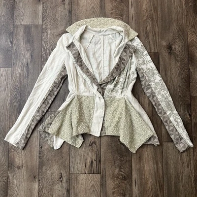 Блейзер женский Angels Never Die льняная смесь асимметричный цветочный богемное размер L бежевый - Изображение 1 из 4