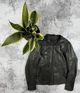Vintage ALLSAINTS Spitalfields Jacks Place Leather Bomber Olive Y2K Jacket Coat - Picture 1 of 14