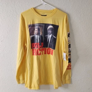 Pulp Fiction Movie Graphic Long Sleeve Shirt Men L Yellow Chest Graphic NEW - Picture 1 of 3