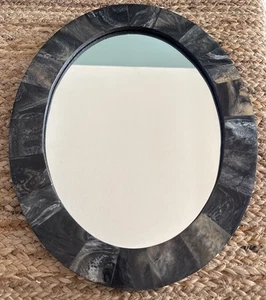 Stone Oval Wall Mirror Dark Gray With Tan 15x12 Inches - Picture 1 of 11