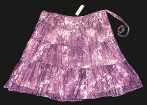 NUEVA/NUEVA CON ETIQUETAS Talbots Petites Minifalda de Algodón Forrada en Niveles Púrpura Tie Dye TALLA 14P - Imagen 1 de 9