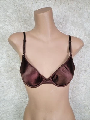 Sujetador Acolchado De Colección Vassarette Talla 34A Marrón Segunda Piel Con Aros Brillante Satén I Foto 1 de 4