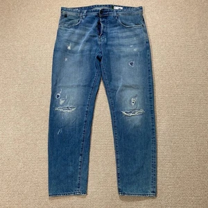 G Star Jeans Mens 36x31 Blue Relaxed Fit Tapered Distressed Denim RAW - Picture 1 of 12