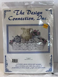 Design Connection Tea With Roses Cross Stitch Kit Tea Cups Pots K3034 Sealed New - Picture 1 of 4