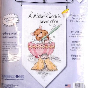 Dimensions House Mouse Designs Mother's Work Counted Cross Stitch Kit 6x11 New W - Picture 1 of 3