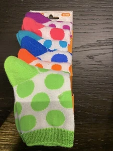 Girls La De Da Socks, 6 Pair, Low Crew, Multi Color Polka Dot, Size 9-5.5 - Picture 1 of 2