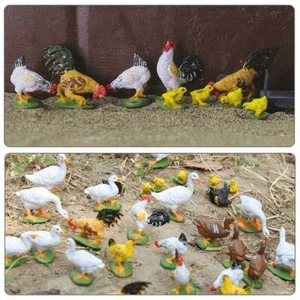 15pcs Model Train Painted 1:43 Scale Farm Animals O Scale Chicken Duck Goose PVC - Picture 1 of 7