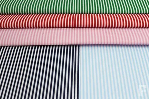 3mm Wide Stripes Coloured on White Poly Cotton Fabric - SPRING SALE - Picture 1 of 7