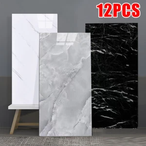 12x Self-Adhesive Marble Tiles Wall Sticker Stick On Kitchen Bathroom Home Decor - Picture 1 of 19