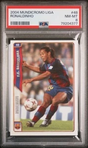 2004 Mundicromo Liga 48 Ronaldinho PSA 8 NM-MT FC Barcelona - Picture 1 of 2
