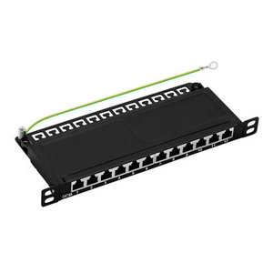 10 "Patchpanel Cat6A 500MHz 12-Port 0,5HE RJ45 geschirmt schwarz 10GB ProfiPatch - Photo 1/12