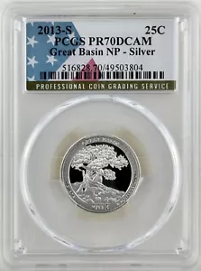 2013 S Great Basin NP SILVER Quarter with USA Flag PR70DCAM PCGS - Bild 1 von 2