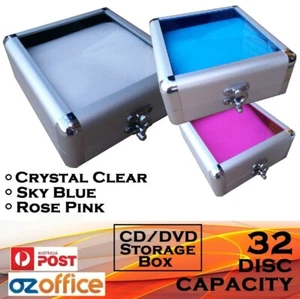 EXCLUSIVE 32 CD DVD Aluminium Storage Box Transparent Window Sleeves Movie Game - Bild 1 von 5