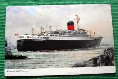 Vintage SS RMS IVERNIA Cunard White Star Shipping Line Ocean Liner Postcard z - Image 1 of 2