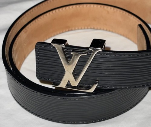 LOUIS VUITTON（LV） Louis Vuitton argento fibbia monogramma cintura in pelle epi nera con dust bag scatola taglia 34