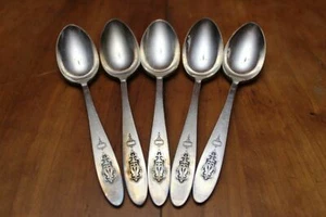 Oneida Community Teller Paradiesvogel versilbert 6" Teelöffel (x5) GUC - Bild 1 von 6