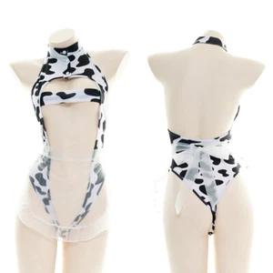 Women Sexy Anime Cow Cosplay Costumes Japanese Uniform Lingerie Bikini Set Girl - Picture 1 of 5