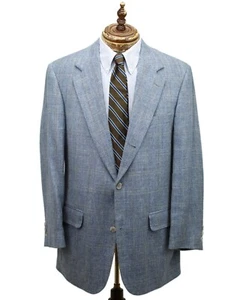 VTG Brooks Brothers Blue/Gold Windowpane Check Silk Tweed Sack Sport Coat ~40 R - Picture 1 of 10