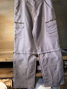 Tony Hawk Mens GRAY Pants THAT ZIP TO SHORTS EUC SIZE 38 SKATEBOARDING WIDE LEG - Picture 1 of 11