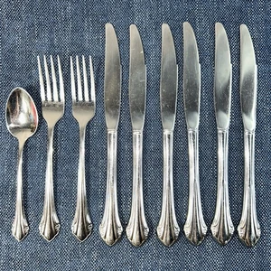 9 Pc Rogers Oneida Repose Bittersweet Stainless Flatware Knives Forks Teaspoon - Picture 1 of 9